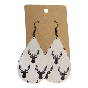 NWOT homemade faux leather buck double sided earrings